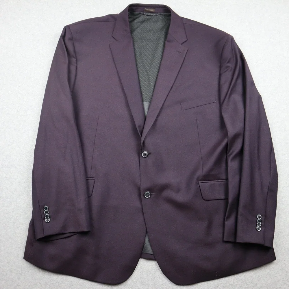 Joseph Abboud Blazer Mens 54 Regular White Label Plum Purple Wool Blend Stretch